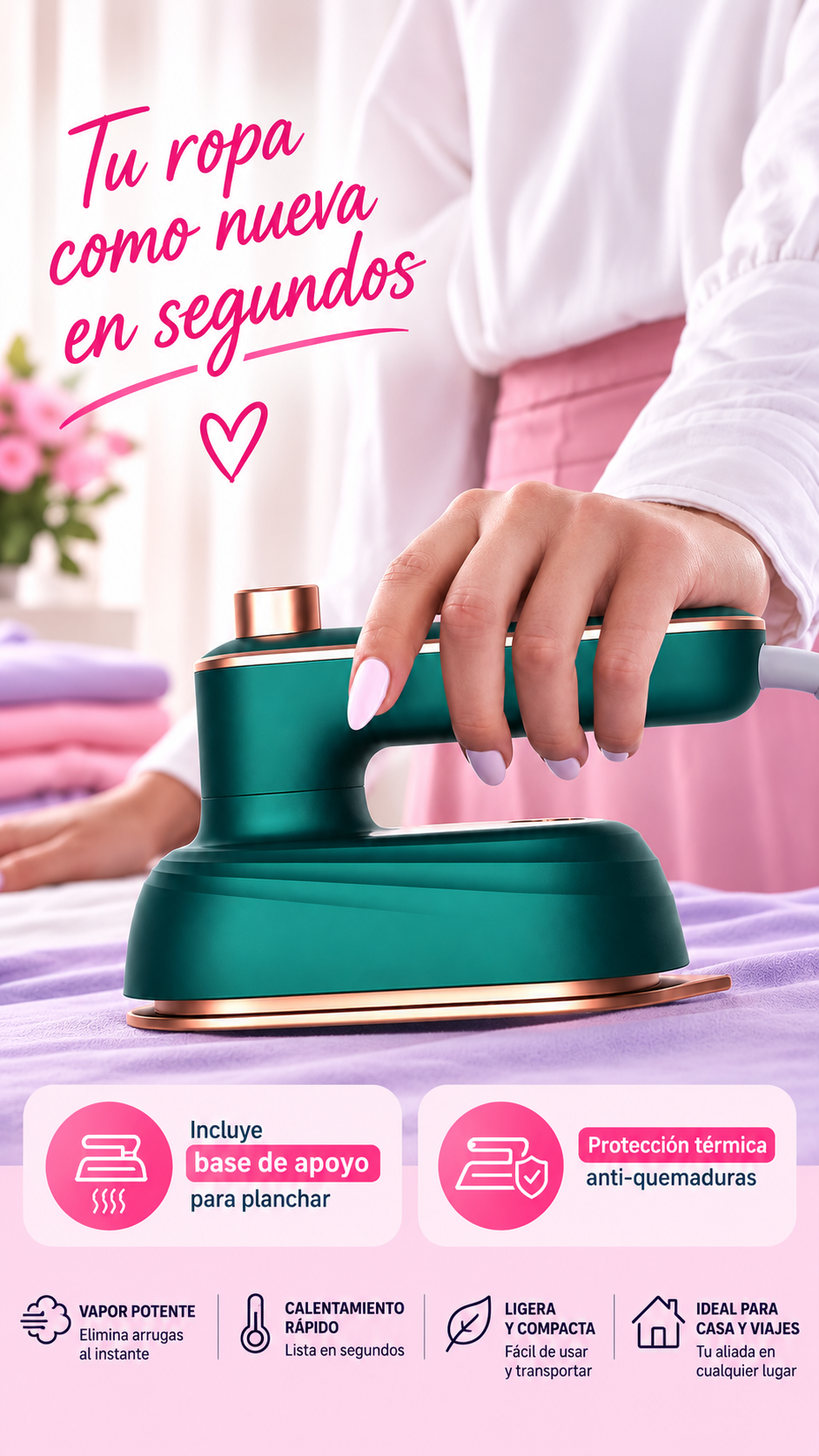 Lissora Touch™ – Plancha Portátil Vapor 2 en 1
