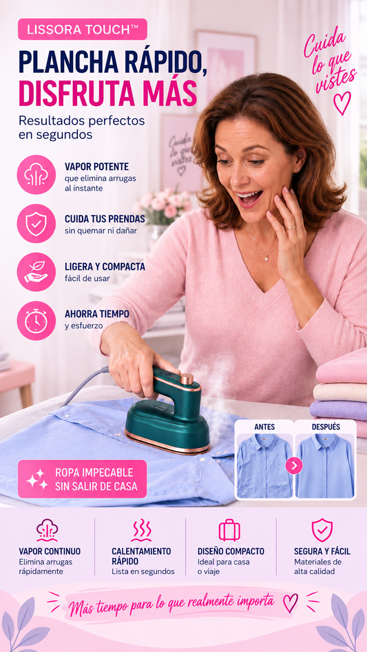 Lissora Touch™ – Plancha Portátil Vapor 2 en 1